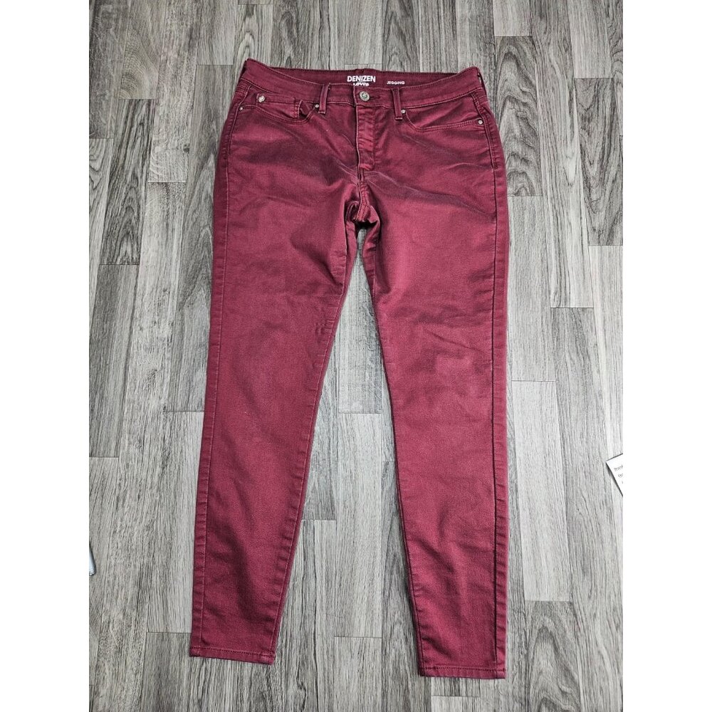 Denizen Levis Jegging Pants Womens 15 Maroon Skinny Stretch Embroidered Pockets